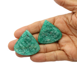 Emerald Carving Heart AAA Grade Size 45x45 MM 1 Set Of 2 Pcs Weight 180.85 Cts