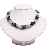 Blue Sapphire Shaded Faceted Heart Shape Twisted 4 Line Necklace AA Grade Weight 430 Cts