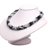 Blue Sapphire Shaded Faceted Heart Shape Twisted 5 Line Necklace AA Grade Weight 401 Cts