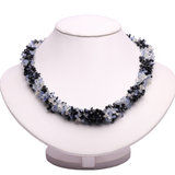 Blue Sapphire Shaded Faceted Badamcha Twisted 5 Line Necklace AAA Grade Weight 448 Cts