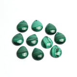 Malachite Pear Cabochon Front Drill AAA Grade Flat Back Size 18x21x5 mm 10 Pcs Weight 196 Cts