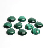 Malachite Pear Cabochon Front Drill AAA Grade Flat Back Size 18x21x5 mm 10 Pcs Weight 196 Cts