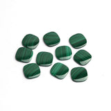 Malachite Cushion Shape Straight Side Buff Top (SSBT) Flat Back AAA Grade Size 16x16x2.0-2.5 MM 10 Pcs Weight 93 Cts