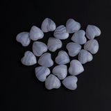 Blue Lace Agate Heart Double Buff Top Half Drilled AAA Grade Both Side Polished Size 10x10x5 mm 20 Pcs Weight 57 Cts