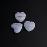 Blue Lace Agate Heart Double Buff Top Half Drilled AAA Grade Both Side Polished Size 25x25x4.5-5.0 mm Lot Of 6 Pcs Weight 141 Cts