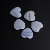 Blue Lace Agate Heart Double Buff Top Half Drilled AAA Grade Both Side Polished Size 25x25x4.5-5.0 mm Lot Of 6 Pcs Weight 141 Cts