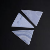 Blue Lace Agate Triangle Flat Top Straight Side (FTSS) Both Side Polished AAA Grade Size 37x46 MM 5 Pcs Weight 122 Cts