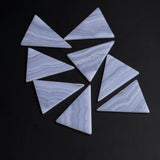 Blue Lace Agate Triangle Flat Top Straight Side (FTSS) Both Side Polished AAA Grade Size 24x32 MM 10 Pcs Weight 125 Cts