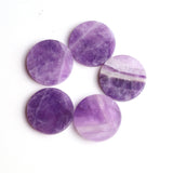 Amethyst Round Flat Top Straight Side (FTSS) Both Side Polished AA Grade Size 25x25x4 mm 5 Pcs Weight 136 Cts