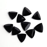 Black Onyx Triangle Faceted Back Half Drilled AAA Grade Both Side Polished Size 15 mm 30 Pcs Weight 160 Cts