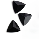 Black Onyx Triangle Faceted Back Half Drilled AAA Grade Both Side Polished Size 15 mm 20 Pcs Weight 121 Cts