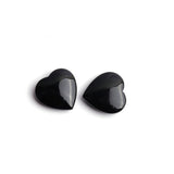 Black Onyx Double Buff Heart Top Half Drilled AAA Grade Both Side Polished Size 18x18x6 mm Lot Of 25 Pcs Weight 288 Cts