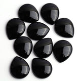 Black Onyx Pear Straight Side Buff Top (SBBT) AAA Grade Both Side Polished Size 17x22x5 mm 15 Pcs Weight 198 Cts