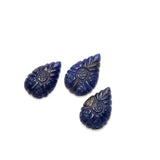 Natural Blue Sapphire Pear Carving AAA Grade 1 Set Of 3 Pcs Weight 42.80 Cts