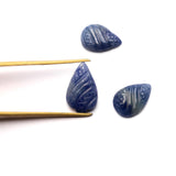 Natural Blue Sapphire Pear Carving AAA Grade 1 Set Of 3 Pcs Weight 23.50 Cts