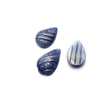 Natural Blue Sapphire Pear Carving AAA Grade 1 Set Of 3 Pcs Weight 23.50 Cts