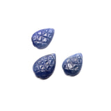 Natural Blue Sapphire Pear Carving AAA Grade 1 Set Of 3 Pcs Weight 21.60 Cts