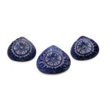 Natural Blue Sapphire Heart Carving AAA Grade 1 Set Of 3 Pcs Weight 57.10 Cts