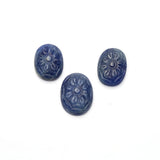 Natural Blue Sapphire Oval Carving AAA Grade 1 Set Of 3 Pcs Weight 42.20 Cts