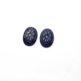 Natural Blue Sapphire Oval Carving AAA Grade 1 Set Of 2 Pcs Weight 18.20 Cts