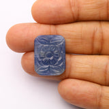 Natural Blue Sapphire Rectangle Carving AAA Grade 1 Pcs Weight 17.40 Cts