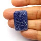 Natural Blue Sapphire Rectangle Carving AAA Grade 1 Pcs Weight 34.50 Cts