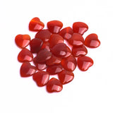 Carnelian Heart Double Buff Top Half Drilled Both Side Polished AA Grade Size 15x15 MM 25 Pcs Weight 179 Cts