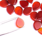 Carnelian Pear Flat Top Straight Side (FTSS) Both Side Polished AA Grade Size 8x10 MM 50 Pcs Weight 87 Cts