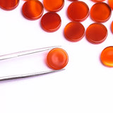 Carnelian Round Flat Top Straight Side (FTSS) Both Side Polished AA Grade Size 10 MM Lot Of 70 Pcs Weight 161 Cts