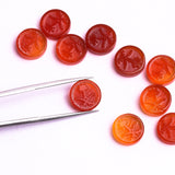 Carnelian Round Carved Both Side Polished AAA Grade Size 11 MM 25 Pcs Weight 87 Cts