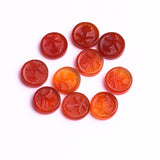 Carnelian Round Carved Both Side Polished AAA Grade Size 11 MM 25 Pcs Weight 87 Cts