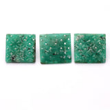 Emerald Carving Square AAA Grade Size 32x34 MM 1 Set Of 3 Pcs Weight 147.35 Cts