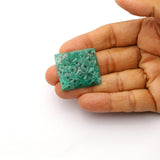 Emerald Carving Square AAA Grade Size 32x34 MM 1 Set Of 3 Pcs Weight 147.35 Cts