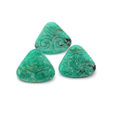 Emerald Carving Heart AAA Grade Size 38x44 MM 1 Set Of 3 Pcs Weight 205.85 Cts