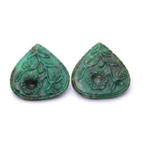 Emerald Carving Heart AAA Grade Size 48x48 MM 1 Set Of 2 Pcs Weight 225.45 Cts