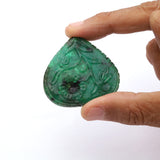 Emerald Carving Heart AAA Grade Size 48x48 MM 1 Set Of 2 Pcs Weight 225.45 Cts