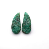 Emerald Carving Fancy Shape AAA Grade 1 Set Of 2 Pcs Weight 201.15 Cts