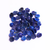 Lapis Lazuli Fancy Flower Buttons Center Drilled AAA Grade Size 8 mm 50 Pcs Weight 68 Cts