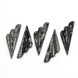 Snowflake Obsidian Fancy Shape Carving Both Side Polished AAA Grade Size 20x68x7 mm 2 Pcs Weight 120 Cts