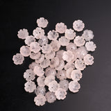 Rose Quartz Fancy Flower Buttons Center Drilled AA Grade Size 8 mm 50 Pcs Weight 58 Cts