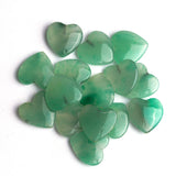 Green Aventurine Heart Double Buff Top Half Drilled Both Side Polished AAA Grade Size 18x18x5 mm Lot Of 15 Pcs Weight 167 Cts