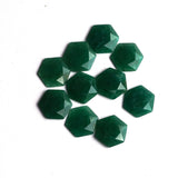 Green Aventurine Hexagon Faceted Back Half Drilled AAA Grade Both Side Polished Size 15 mm 10 Pcs Weight 72 Cts