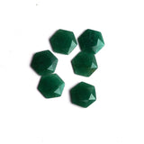 Green Aventurine Hexagon Faceted Back Half Drilled AAA Grade Both Side Polished Size 15 mm 10 Pcs Weight 72 Cts