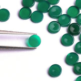 Green Onyx Round Flat Top Straight Side (FTSS) Both Side Polished AAA Grade Size 6 MM Lot Of 220 Pcs Weight 154 Cts