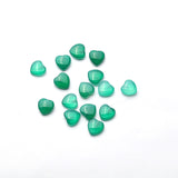 Green Onyx Heart Double Buff Top Half Drilled AAA Grade Size 8 MM Lot Of 160 Pcs Weight 204 Cts