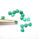 Green Onyx Heart Double Buff Top Half Drilled AAA Grade Size 8 MM Lot Of 160 Pcs Weight 204 Cts