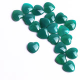 Green Onyx Heart Double Buff Top Half Drilled AAA Grade Size 12 MM 20 Pcs Weight 84 Cts