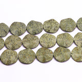 Green Obsidian Wave Disc Bead  AAA Grade Length-16 Inch 1 Strand Weight 820 Cts