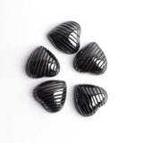 Hematite Fluted Heart Back Half Drilled AAA Grade Both Side Polished Size 20 mm 10 Pcs Weight 370 Cts