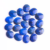 Lapis Lazuli Oval Single Bevel Buff Top (SBBT) AAA Grade Flat Back Size 10x12x3 MM 20 Pcs Weight 70 Cts